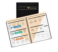 Planner Pad Spiral Bound January-December 2026/ Calendar Year 8 1/2" x 11" Large 3-Tier Funnel Down 12 Month Organizer, Black Cover/Black Ink