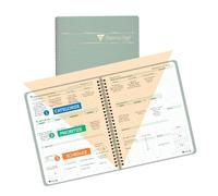 Planner Pad Spiral Bound January-December 2026/ Calender Year 6 3/4" x 8 1/2" Medium 3-Tier Funnel Down 12 Month Organizer, Greenish Grey Cover/Soft Green Ink