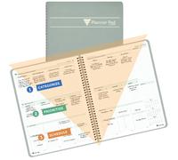 Planner Pad Spiral Bound July 2026 - June 2027 / Academic Year 8 1/2" x 11" Large 3-Tier Funnel Down 12 Month/Weekly Organizer, Greenish Grey Cover/Soft Green Ink