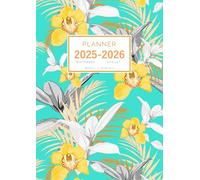 Planner September 2025-2026 August: A4 Weekly and Monthly Organizer | Orchid Tropical Leaf Design Turquoise