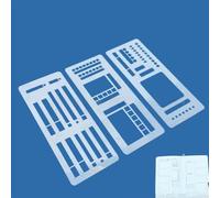 Planner Stencil Set for 5mm Dot Grid Journals, 3-Pack Handmade Flexible Drawing Template with Multi-Size Rectangles, Checkboxes & Ruled Lines