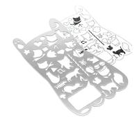 Planner Stencils - Stainless Steel 7x13cmCat-Themed Hollow Scrapbooking Supplies | Drafting Stencil Ruler | Metal Multifunctional Journal Ruler for Kids Teens Adults, Students Teachers Artists