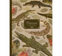 Planner. Weekly & Monthly: Undated crocodile alligator planner. Large size aesthetic vintage style. Tropical jungle wildlife animals. Weekly and monthly spreads.
