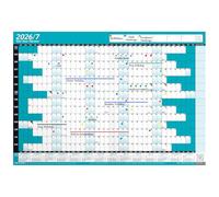PlannerHead 2026/2027 Laminated Academic Wall Planner/Mid Year Calendar July 2026-August 2027 UK/Dry Wipe Pen & Stickers/Teal A2+ 43cm x 62cm (Rolled)