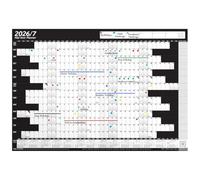 PlannerHead 2026/2027 Laminated Academic Wall Planner/Mid Year Calendar July 2026-August 2027 UK/Dry Wipe Pen & Stickers/Black A1+ 62cm x 88cm (Rolled)
