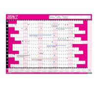 PlannerHead 2026/2027 Laminated Academic Wall Planner/Mid Year Calendar July 2026-August 2027 UK/Dry Wipe Pen & Stickers/Pink A2+ 43cm x 62cm (Folded Flat)