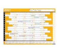 PlannerHead 2026/2027 Laminated Academic Wall Planner/Mid Year July 2026-Aug 2027 UK/Dry Wipe Pen & Stickers/Orange A1+ 62x88cm (Rolled)