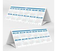 PlannerHead 2026 & 2027 Year to View Desk Calendar Planner/Stand-Up Tent Card / 2 Year Desk Calendar/Laminated Blue/Made in UK/Sustainable Materials