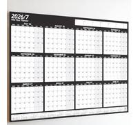 PlannerHead 2026/27 Academic Wall Planner/July 2026-June 2027 Calendar UK/Unmounted Unlaminated Year Planner Poster/Grid Landscape Black A1+ 62cm x 88cm (Rolled)