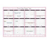 PlannerHead 2026 Grid Style Unmounted & Unlaminated Wall Planner Calendar Chart Poster 12 Months/Yearly Calendar 2026/2027 Footnote/Flexible for Any Country/Baby Pink Large (49x70cm)