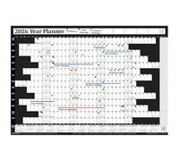 PlannerHead 2026 Wall Planner Black | Yearly Calendar 2026 for Students, Families, Businesses, Offices | UK & Ireland Bank Holidays | Unmounted & Unlaminated (Black, Large 49cm x 70cm - Rolled)