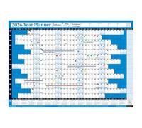 PlannerHead 2026 Wall Planner Blue | Yearly Calendar 2026 for Students, Families, Businesses, Offices|UK & Ireland Bank Holidays|Unmounted & Unlaminated(Blue, 90cm x 135cm - Rolled)