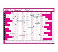 PlannerHead 2026 Wall Planner Pink | Yearly Calendar 2026 for Students, Families, Businesses, Offices | UK & Ireland Bank Holidays | Unmounted & Unlaminated (Pink, Large 49cm x 70cm - Folded)