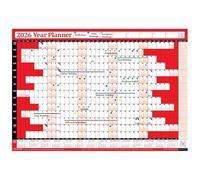 PlannerHead 2026 Wall Planner Red | Yearly Calendar 2026 for Students, Families, Businesses, Offices|UK & Ireland Bank Holidays|Unmounted & Unlaminated(Red, 90cm x 135cm - Rolled)