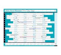 PlannerHead 2026 Wall Planner Teal | Yearly Calendar 2026 for Students, Families, Businesses, Offices | UK & Ireland Bank Holidays | Unmounted & Unlaminated (Teal, Medium 35cm x 49cm - Folded)