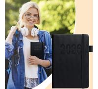 Planning Schedule Book | Scheduling Book With Strap | A5 English Notebook Vertical Stripes Journal | Lightweight And Portable | 21.5x14.5cm | For Fitness Academic Business