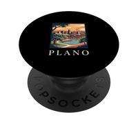 Plano Texas Retro Vintage Skyline Sunset Park Cityscape PopSockets Adhesive PopGrip