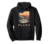 Plano Texas Retro Vintage Skyline Sunset Park Cityscape Pullover Hoodie