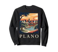 Plano Texas Retro Vintage Skyline Sunset Park Cityscape Sweatshirt