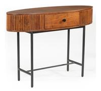 plano wooden console table with 1 drawer in walnut