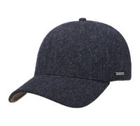 Stetson Plano Wool Baseball Cap Herringbone Design Fullcap Cotton Lining Men Fall Winter Black-Blue
