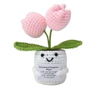 Plant - 13cm Emotional Crochet Support | Knitted Doll with Positive Paper | Handmade Crochet Flower Potted Plant for Home Decor, Scrivan, riferimento alla descrizione, Yarn