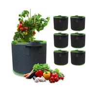 Plant Bag 10 L Pack of 6 Non-Woven Fabric Plant Bag Fabric Pot, Thickened Breathable Fabric Pots with Handles for Tomatoes Plants Vegetables Flowers Strawberries Plant Bag Greenhouse Garden Grow Bag 2