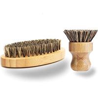 Plant Based Cleaning Brush Set, 2 Piece for Vegetable, and Kitchen Dish Cleaning, Sisal & Coconut Fibers with Bamboo Handles, Zero Waste & Biodegradable Kitchen Brushes(Dark)