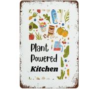 Plant Based Kitchen Vegan Vegetarian Vintage Metal Aluminum Tin Sign Door Signs Exterior Home Cave Garage bar Country Poster Club Wall Plaque Decoration Retro Aluminum Sign 8x12 Inch