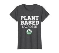Plant Based Lacrosse Design. Funny Vegan Plant-Based Design T-Shirt, Women, Dark Heather Grey, XX-Large