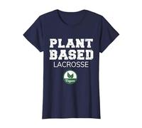 Plant Based Lacrosse Design. Funny Vegan Plant-Based Design T-Shirt, Women, Navy Blue, XX-Large