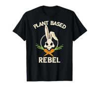 Plant Based Rebel T-Shirt Funny Vegan Vegetarian Bunny Gift T-Shirt
