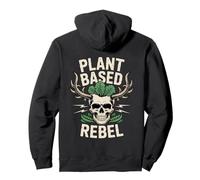 Plant Based Rebel Vegan Skull Design Funny Vegetarian Pullover Hoodie