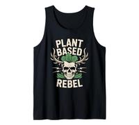 Plant Based Rebel Vegan Skull Design Funny Vegetarian Tank Top