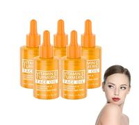Plant-Based Turmeric and Vitamin C Facial Serum - Brightening Dark Spot Appearance & Anti-Aging Radiance Booster, Lightweight Non-Greasy Hydration for Uneven Skin Tone, Sensitive Skin Care (5 Bottles)