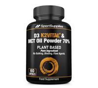 Plant Based Vitamin D3, K2 with Added Coconut MCT Oil Powder 70% - No Bulking, Binding, Flow Agents - The Next Generation and Upgraded D3 K2 Supplement Capsules