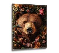 Plant Bear Pattern Diamond Painting DIY Cross Stitch Arts Crafts Pictures Embroidery Kit, 5D Diamond Painting Arts and Crafts for Kids, Christmas Decorations Pictures, Home Room Decor 36x48 in M-j-128