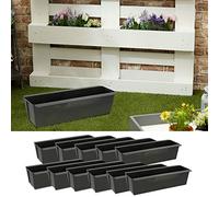 Plant Box Suitable for Euro Pallets Set of 12 Plastic Plant Pots Width 38 cm (1 x Set of 12 Planter Box Width 38 cm)