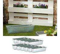 Plant Box Suitable for Euro Pallets Set of 12 Zinc Plant Pots (1 x Set of 12 Zinc Plant Boxes)