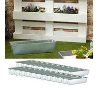 Plant Box Suitable for Euro Pallets Set of 24 Zinc Plant Pots (1 x Set of 24 Plant Boxes)
