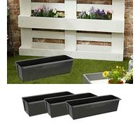 Plant box suitable for Euro pallets, set of 4, made of plastic, plant pots, width 38 cm (1 x set of 4 plant boxes, width 38 cm)