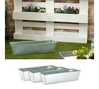 Plant box suitable for Euro pallets, set of 4, made of zinc plant pots (1 x set of 4 zinc plant boxes)