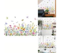 Plant Butterfly Wall Stickers for Living Room - 30 X 90 Cm PVC Self- Vinyl Decals Spring-Themed Home Décor Set of 2 Sheets Removable Flat Decoration for Walls and Glass