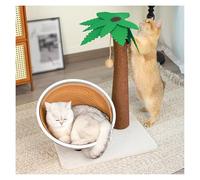 Plant Cat Tree with Interactive Hanging Ball 3 in 1, 24H Scratching Post for Kittens with Reinforced Stable Base for Cats of All Ages