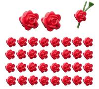 Plant Climbing Wall Fixture Clips, 40Pcs Rose Shape Self-Adhesive Plant Vine Hooks Hanging Plants Support Clips, Invisible Wall Vines Fixing Hooks Vine Traction for Indoor Outdoor Decoration (Red)