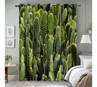 Plant Curtains for Bedroom 2 Panel Set 108 Inch Drop Curtains Home Decor Living Room, Cacti Blackout Curtain Thermal Eyelet Curtain 52X108 Inch