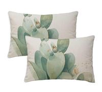 Plant Cushion Covers 40x60 cm Rectangle Garden Cushion Covers Set of 2 Linen Throw Pillow Cases Cactus Patterned Double Sided Printing for Garden Furniture Bench Car Farmhouse Decor, Gifts S-1403