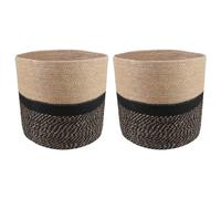 Plant Cylindrical Natural Black 100% Jute Ø28x28cm Set of 2 Indoor XL
