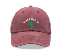 Plant Daddy Monstera Leaf Baseball Cap Vintage Washed Unisex Dad Hat Adjustable Father's Day Red