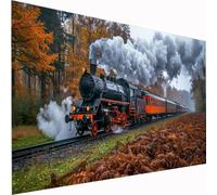 Plant Diamond Art Train 5D DIY Diamond Painting Kits for Adults & Kids Beginner, Full Drill Square Diamond Art Craft Set, Crystal DIY Embroidery Cross Stitch for Wall Decor Women Gifts 70x140cm Z1-437